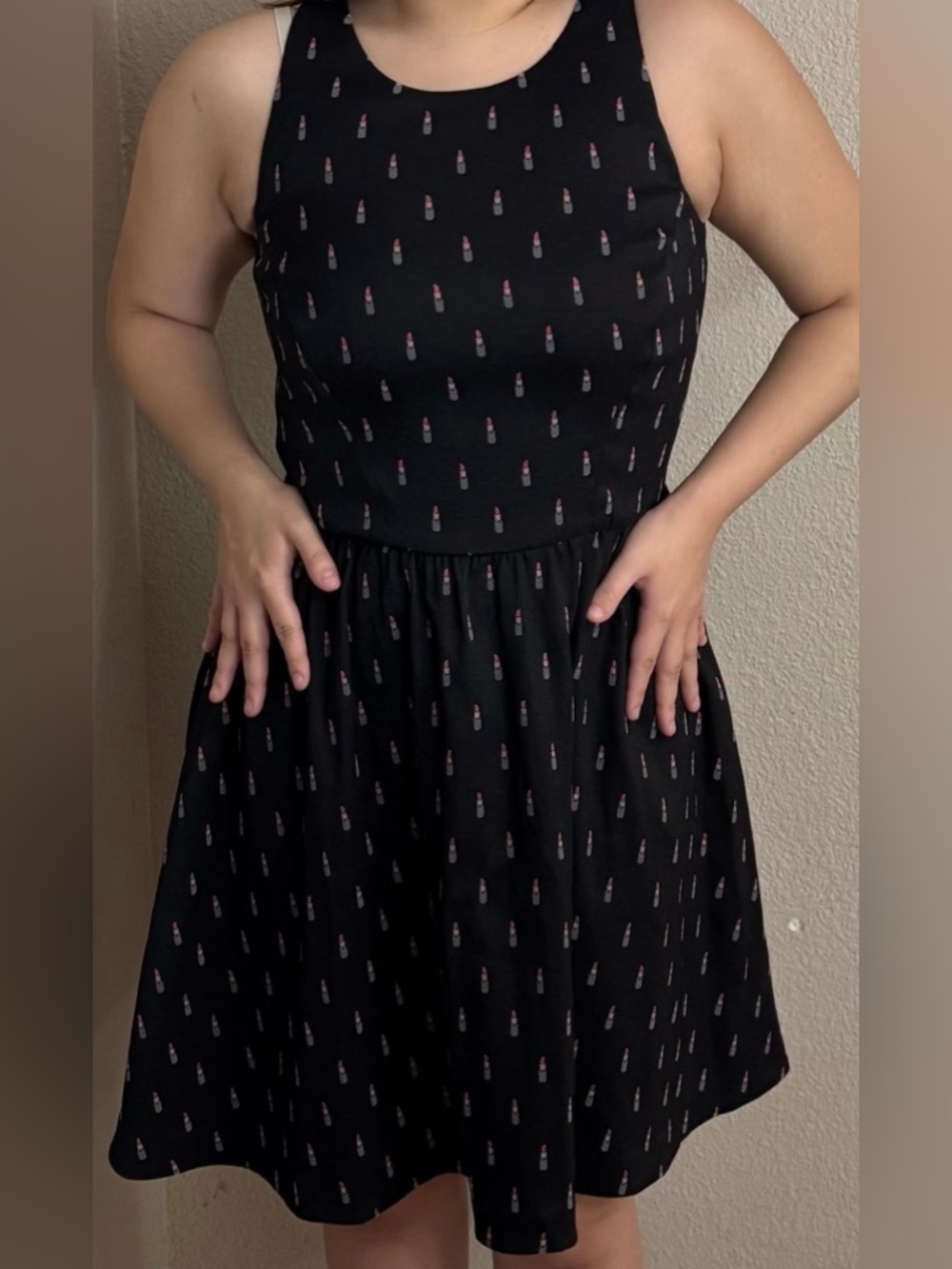 Maison Jules Lipstick Fit & Flare Dress Size 6 Black Sleeveless Retro Pinup